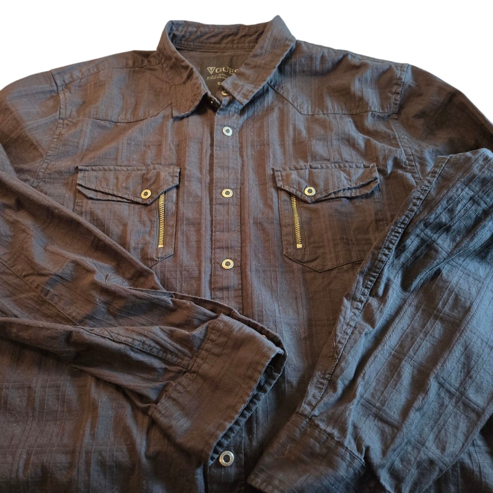 Guess Dark Gray Button-Up Shirt Size XXL